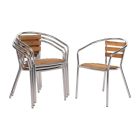 Bolero aluminium en essenhouten stoelen met armleuning (4 stuks)