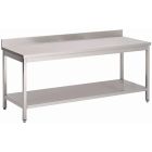 Gastro M RVS werktafel met onderblad en achteropstand 88x120x60cm