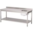 Gastro M RVS werktafel met spoelbak rechts en achteropstand 85x120x70cm