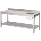 Gastro M RVS werktafel met spoelbak rechts en achteropstand 85x180x70cm