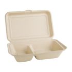 Fiesta Compostable composteerbare bagasse voedseldozen 2 compartimenten natuurlijke kleur 253mm (200 stuks)