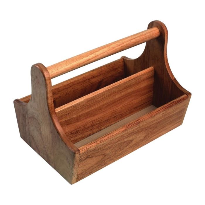 T&G Woodware acaciahouten tafelcaddy met handvat