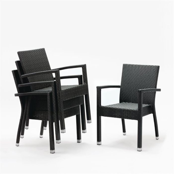 Bolero polyrotan stoelen met armleuning antraciet (4 stuks)