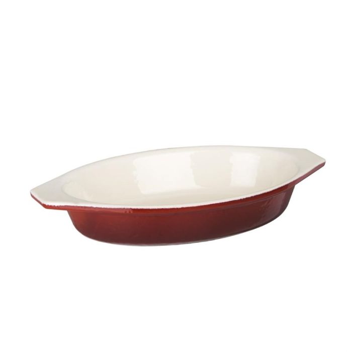 Vogue ovale gietijzeren gratineerschaal rood 0,65L