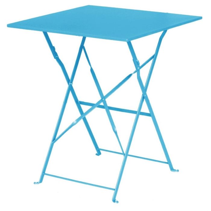Bolero vierkante opklapbare stalen tafel turquoise 60cm