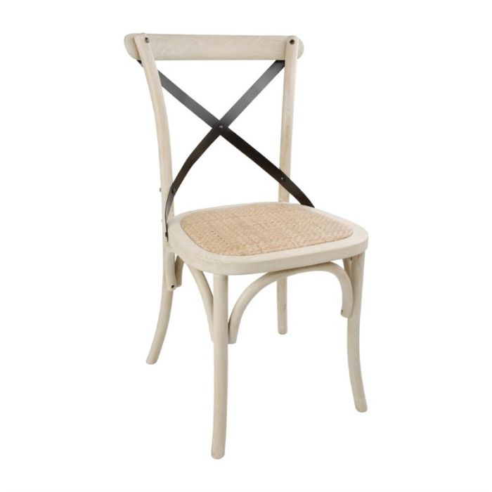 Bolero houten stoel met gekruiste rugleuning ecru