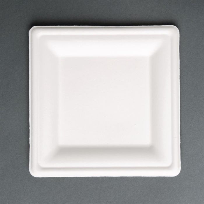 Fiesta Compostable composteerbare bagasse borden vierkant 204mm (50 stuks)