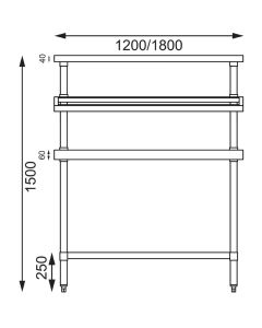 Vogue RVS werktafel met wandplanken groot