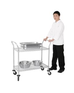 Vogue verchroomde serveerwagen met 2 bladen
