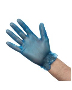 Hygiplas vinyl handschoenen blauw gepoederd L