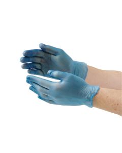 Hygiplas vinyl handschoenen blauw gepoederd L