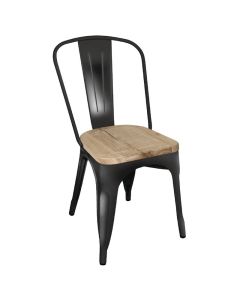Bolero stalen stoelen met houten zitting zwart (4 stuks)