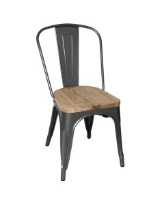 Bolero stalen stoelen met houten zitting grijs (4 stuks)