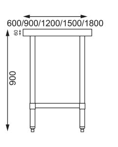 Vogue RVS werktafel zonder achteropstand 90x180x60cm