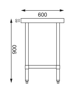 Vogue RVS werktafel zonder achteropstand 90x180x60cm