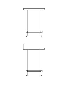 Vogue RVS werktafel met achteropstand 90x60x60cm