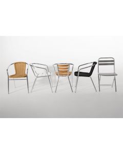 Bolero aluminium en essenhouten stoelen met armleuning (4 stuks)