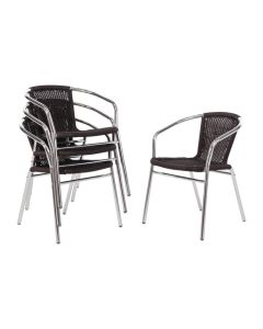 Bolero aluminium en polyrotan stoelen zwart (4 stuks)