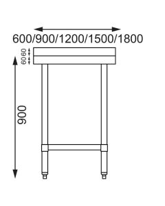 Vogue RVS werktafel met achteropstand 90x60x70cm