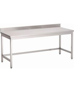 Gastro M RVS werktafel zonder onderblad met achteropstand 85x120x70cm