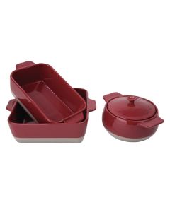 Olympia keramische braadslede rood en taupe 4,2L