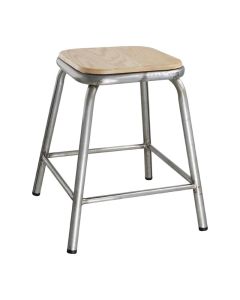 Bolero lage gegalvaniseerd stalen kruk met houten zitting (4 stuks)