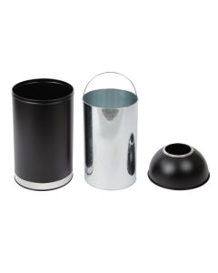 Bolero zwart stalen afvalbak met open deksel