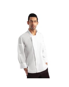 Chef Works Urban Hartford unisex koksbuis met rits lange mouw wit XS