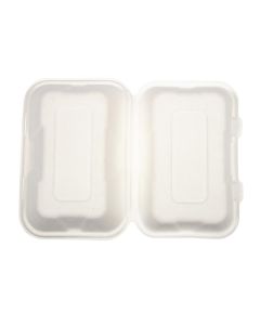 Vegware composteerbare bagasse voedseldozen met scharnierdeksel 22,8cm