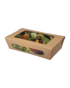Colpac kraft saladebakken met venster en insteeksluiting 1L (200 stuks)
