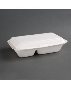 Fiesta Compostable composteerbare bagasse voedseldozen 2 compartimenten (200 stuks)