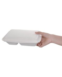 Fiesta Compostable composteerbare bagasse voedseldozen 2 compartimenten (200 stuks)