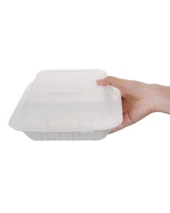 Fiesta Compostable composteerbare bagasse voedseldozen 3 compartimenten (200 stuks)