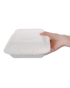 Fiesta Compostable composteerbare bagasse voedseldozen 3 compartimenten (200 stuks)