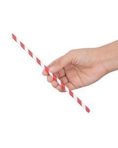 Fiesta Compostable composteerbare papieren rietjes 210mm rood-wit  Individueel verpakt (250 stuks)