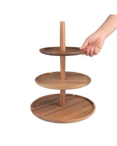 Olympia acaciahouten etagère 305(Ø) x 395(H)mm