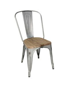 Bolero Bistro gegalvaniseerd stalen stoelen met houten zitting (4 stuks)